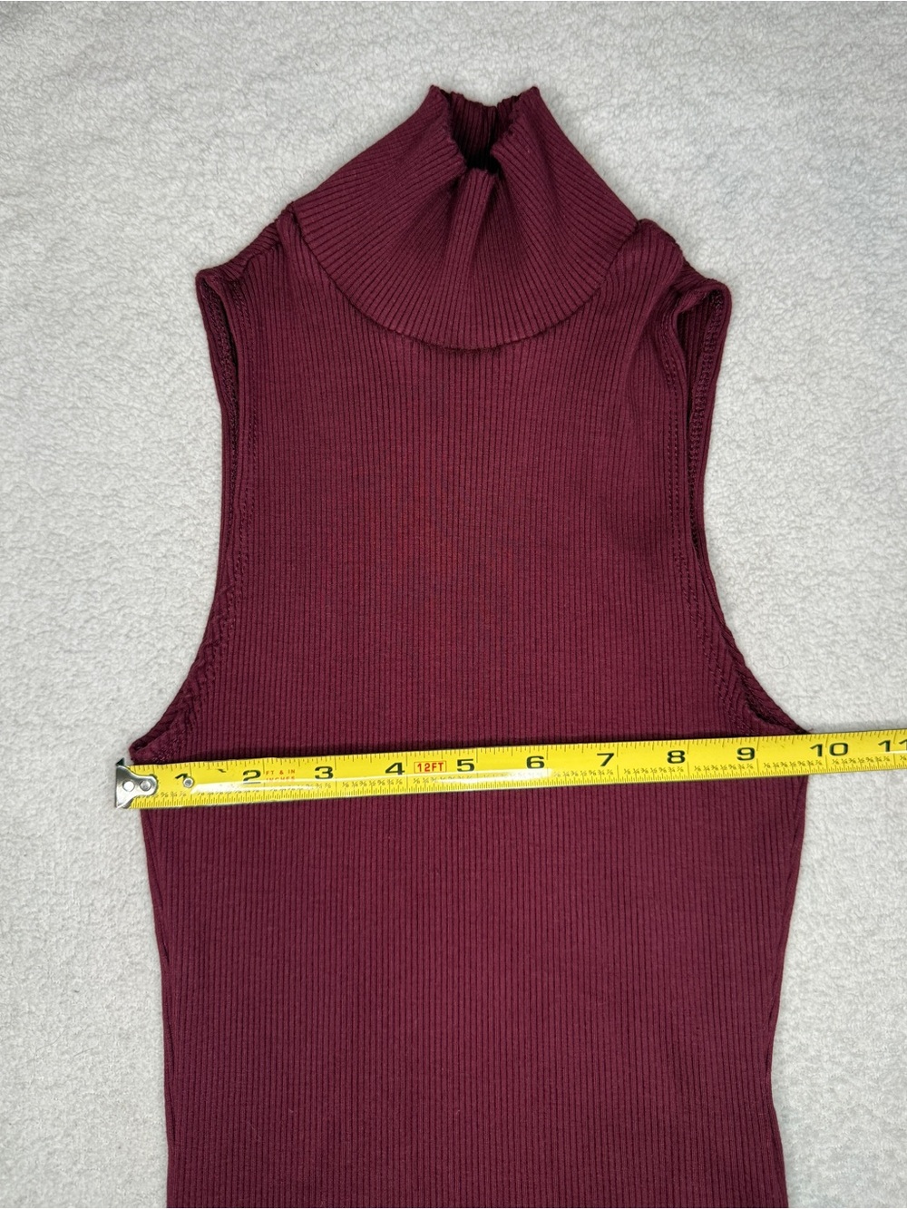 Lulus Womens Size XS Bodysuit Sleeveless Mock Neck Ribbed Burgundy Stretch - Picture 7 of 10
